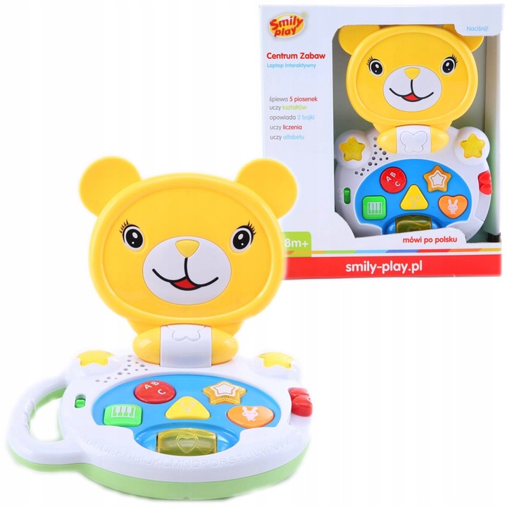 Интерактивен лаптоп за деца, Smily Play, Образователен, 5 мелодии, 29x25x7,5см