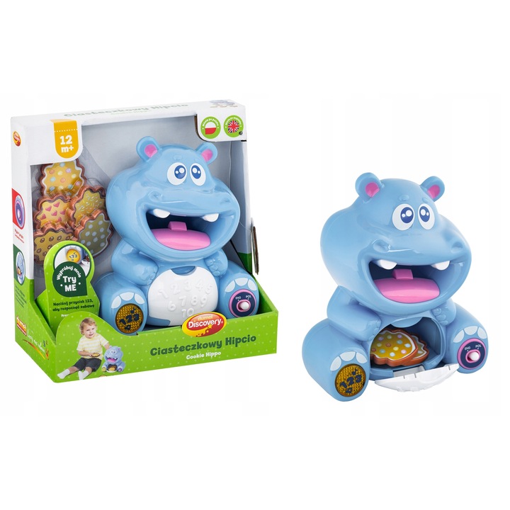 Jucarie educativa Dumel, hipo, 5 biscuiti, albastru, 12 luni+