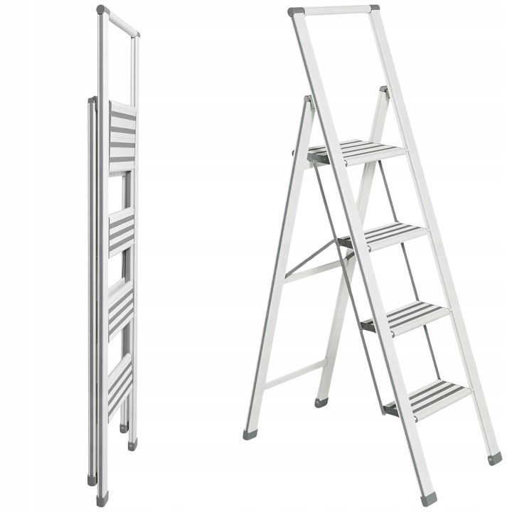 Scara de lucru 4 trepte, aluminiu, 150 kg, antiderapant
