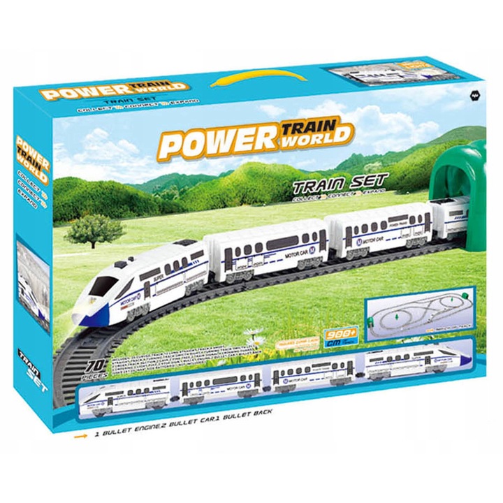 Tren electric 914 cm, tren, tunel, sine, locomotiva mare XXL pentru copii