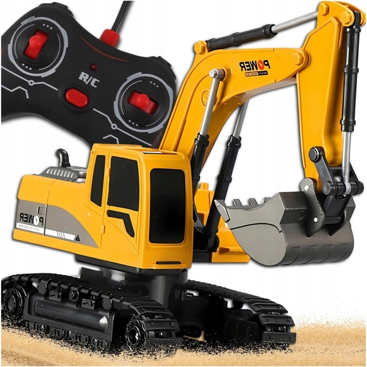 Багер с дистанционно управление MEMFLOW, жълт, звукови и светлинни ефекти, за деца над 6 години