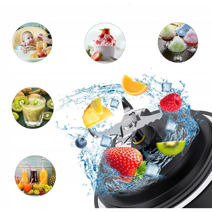 Преносим блендер 350W, 600ml, с импулсен режим, LED дизайн, комплект със спортна бутилка