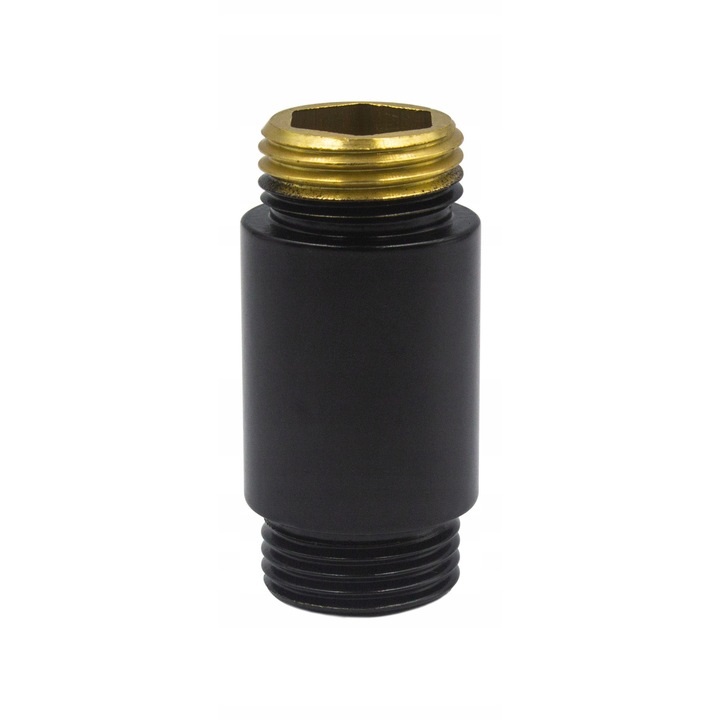 Prelungitor negru mat lungime 50mm filet exterior 1/2 x filet exterior 1/2 2 buc