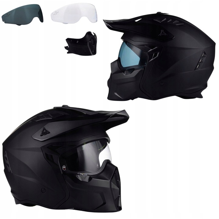 Casca motociclism, Predatora, mat, 55-56 cm, set complet cu viziera si protectie