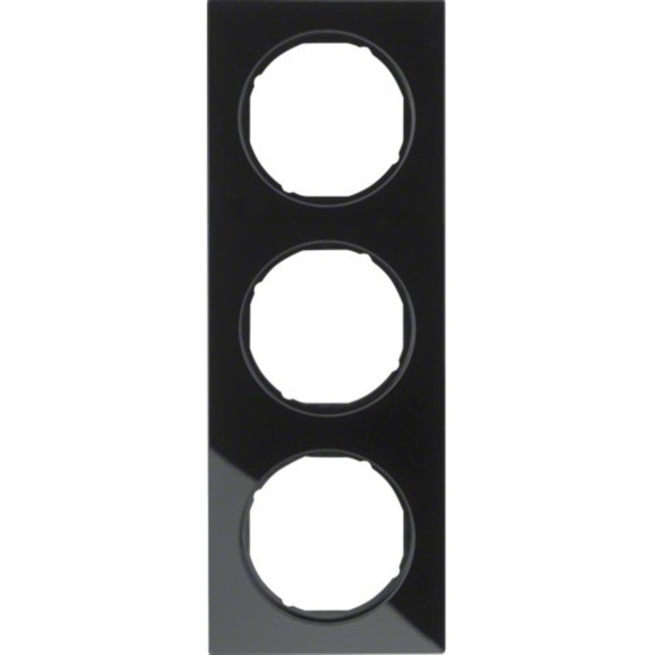 Rama tripla Berker R.3, sticla neagra, 81,2x223,2x9,9mm