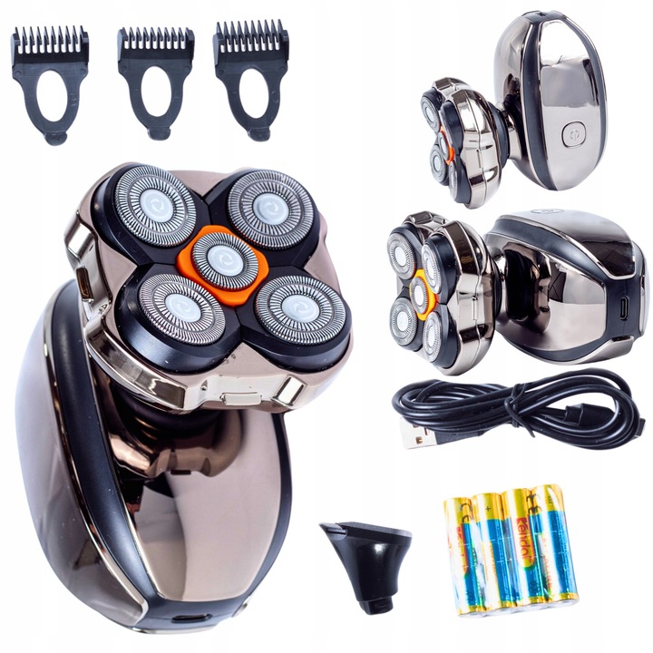 Ras electric pentru barbati, 5D, incarcare USB-C, display LED, cu trimmer, waterproof