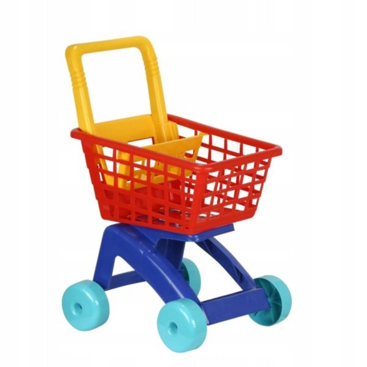 Carucior de cumparaturi pentru copii, TUPIKO, rosu-galben, 3 ani+, dimensiuni 30x45cm