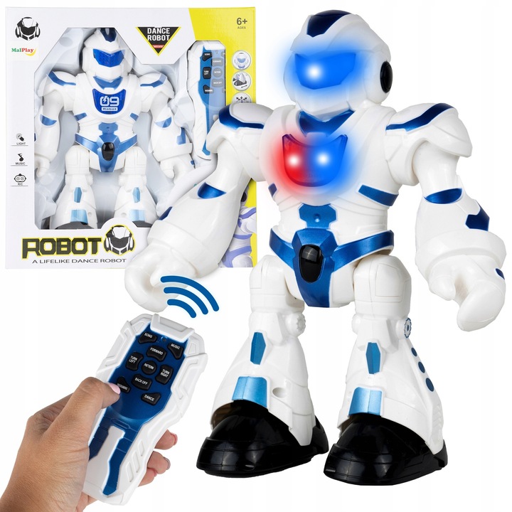 Интерактивен робот MalPlay, Megatron, танцуващ и пеещ, многоцветен, 24,5x19x8см, комплект с дистанционно