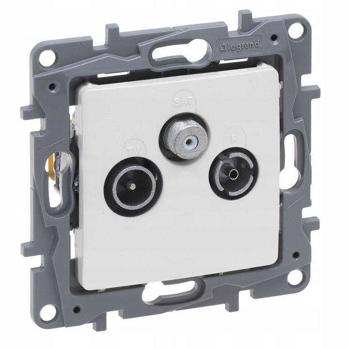 Gniazdo antenowe TV-RD-SAT, Legrand, Niloe Selection, 14 dB, perla, montaj pe suruburi sau piulite