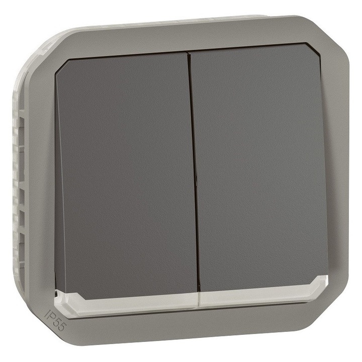 Intrerupator dublu mecanic IP55, Legrand, antracit, 70.5x70.5x49mm, set multifunctional
