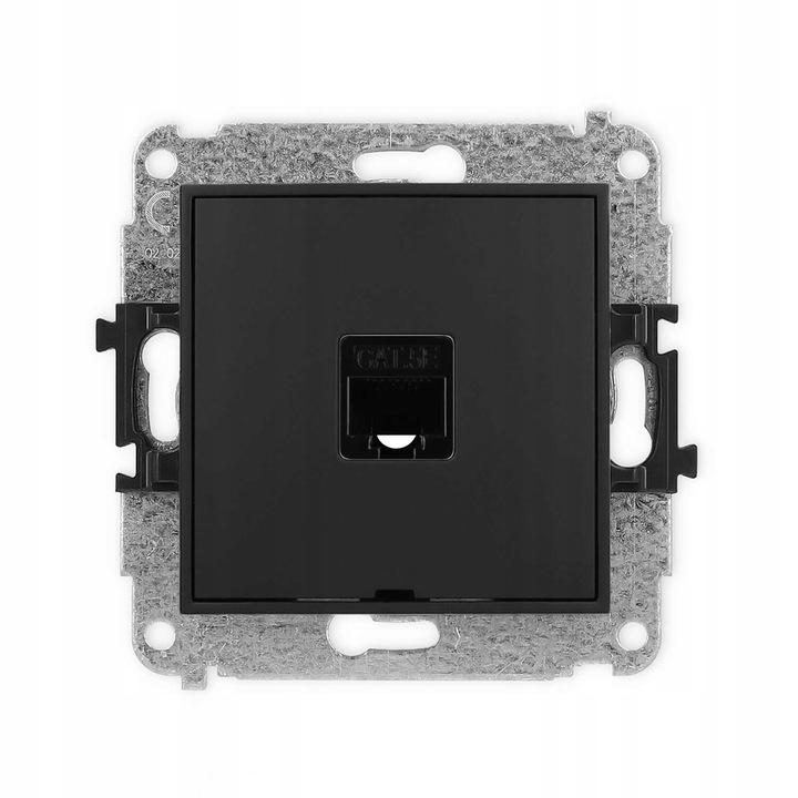 Gniazdo computerowe Karlik Mini 1xRJ45 categoria 5e, negru mat, 80x80x6,3mm