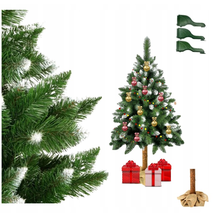 Brad de Craciun artificial GESTA, 180cm, densitate mare, suport stabil, culoare alba