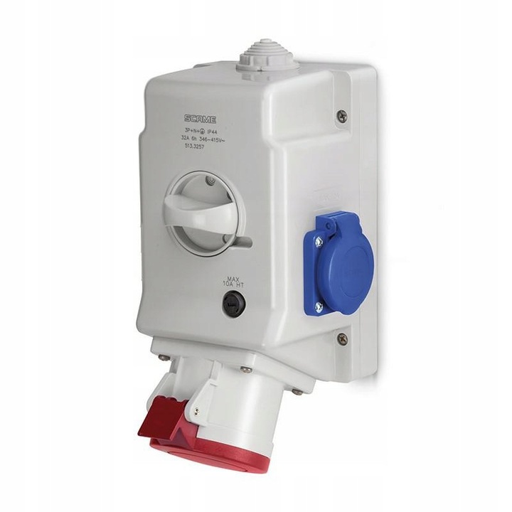 Set prize Scame 32A 3P+N+PE, 1 gniazdo 230V, rosu, montaj suprafata