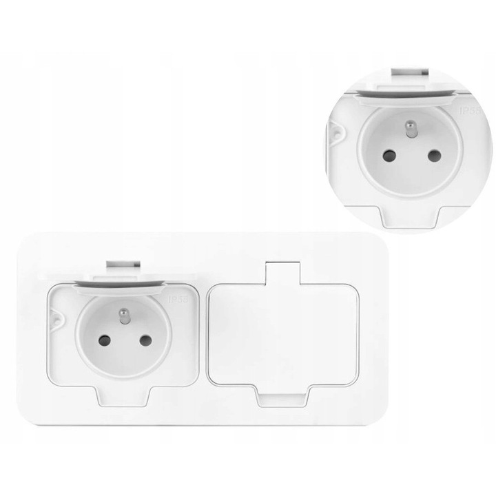 Gniazdo Electric Bicolor Orno, 2x French, IP55, 166x90x42.4mm