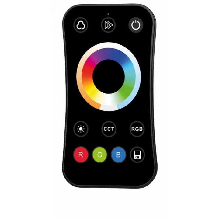 Pilot RF R17 LED RGB+CCT, dotykowy, 1 zona, negru, 107x58x8mm