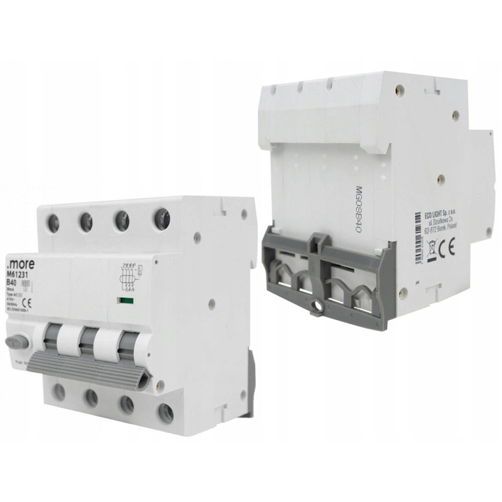 Dispozitiv de protectie diferentiala Ecolight 4P B40A 30mA IP20, 400V/415V, 71,2x75x83mm