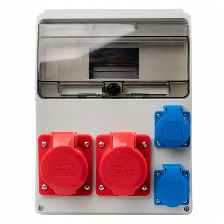 Tablouri electrice VIPLAST 11-module, 2x16A/5, 2x230V, IP44, gri, 30x23x12cm