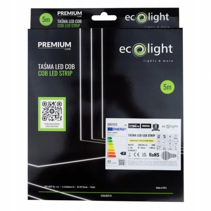 Banda LED Ecolight 24V 13W/m 3000K 5m