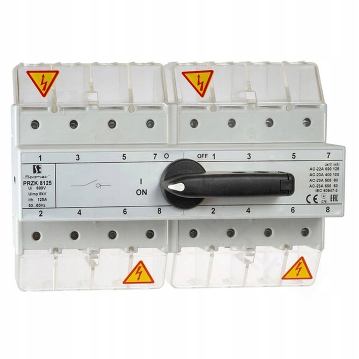 Comutator retea generator fara cuplaj Spamel PRZK-8125 W02, 125A, IP65, alb