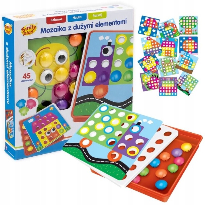 Пъзел Smily Play 12 карти, 22 цветни модела, многоцветен