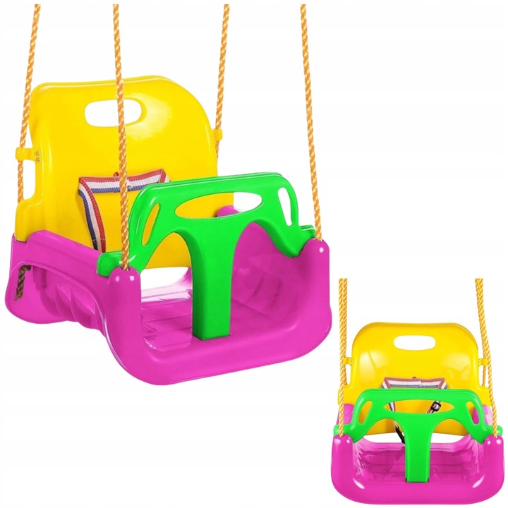 Модулна люлка 3в1 за деца, жълто-розова, регулируем размер 110x210см