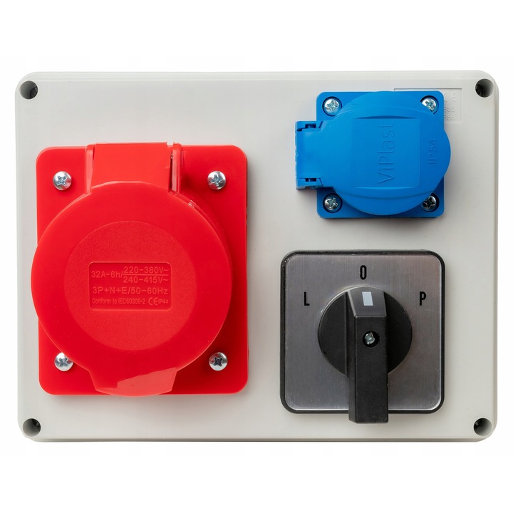 Електрически табла VIPLAST, разпределително табло 32A, 1x230V, IP44, сиво, 153x200x77mm