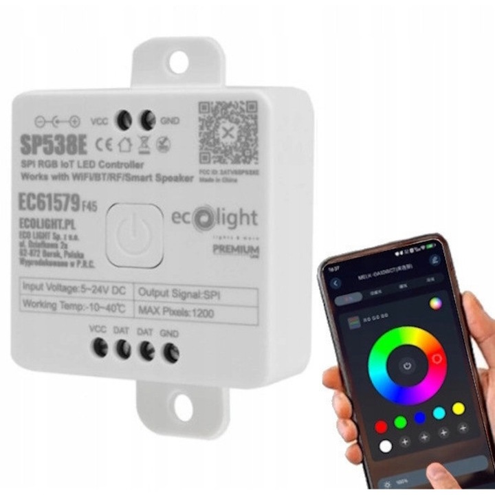 Sterownik LED RGB Ecolight, WiFi Bluetooth, 12A