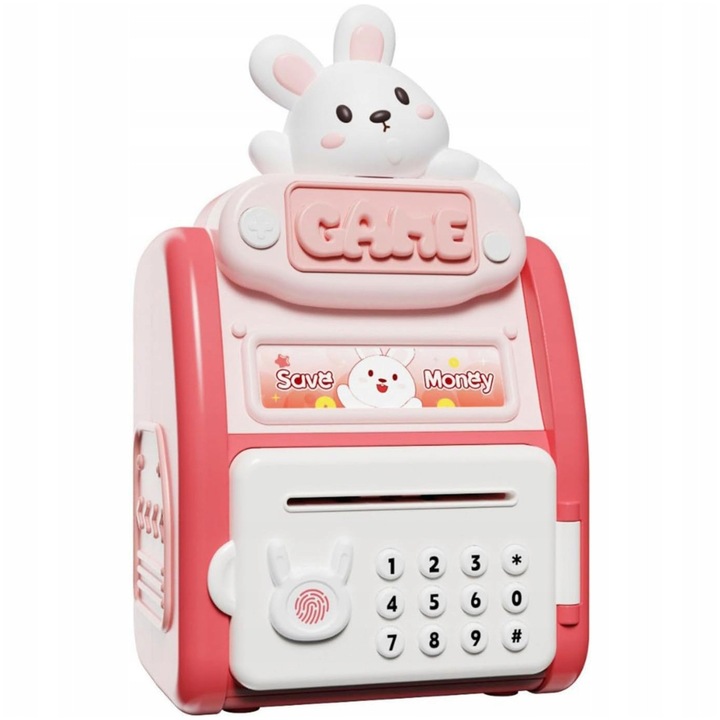 Електронен сейф за деца с четец на пръстови отпечатъци и ПИН, атрактивен дизайн, 24,8x15,7x13,3 см, многоцветен, пълен комплект