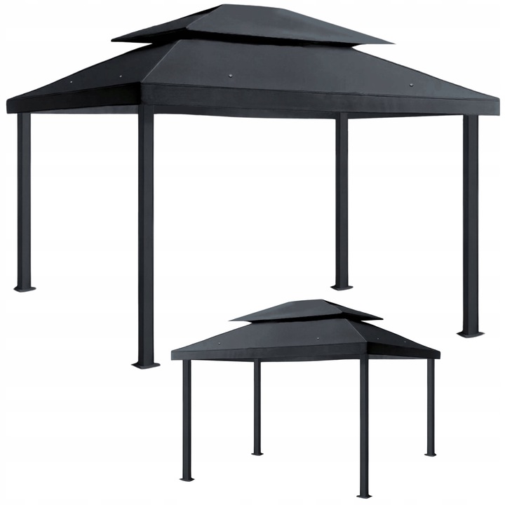 Dach pentru pavilion 4x3m, antracit, material wodoodporny, cu deschidere pentru ventilatie