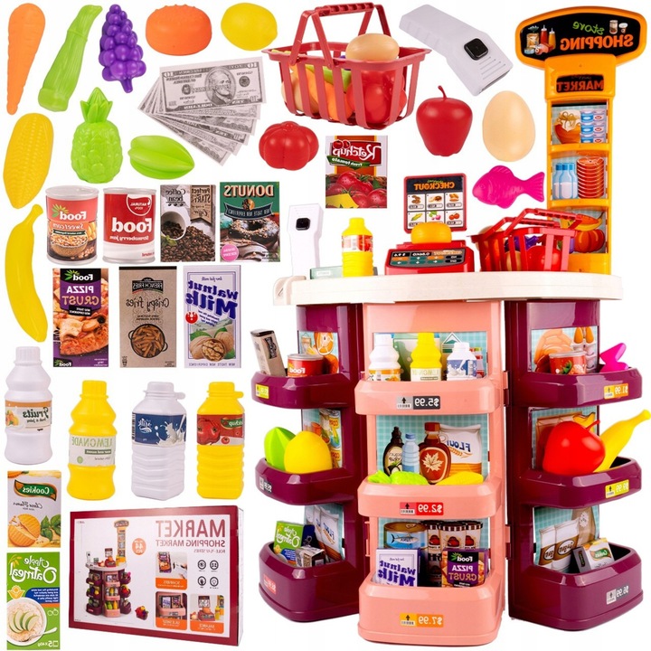 Set joaca supermarket, 44 elemente, multicolor