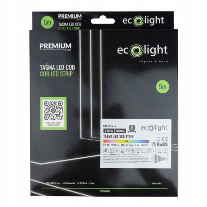 Banda LED Ecolight RGB 24V 21W 1908lm 5m