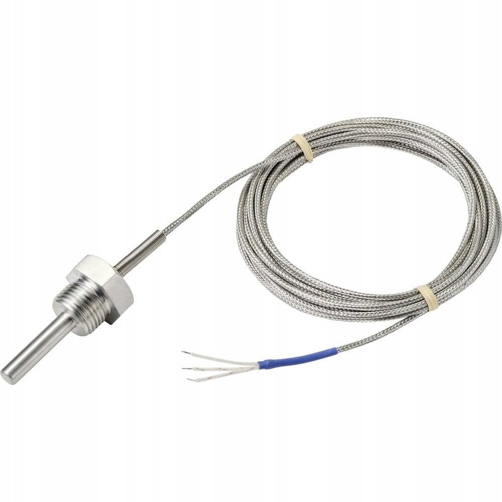 PT100 hőmérsékletérzékelő, -50 és 400 C között, 4m, 8mm, ezüst