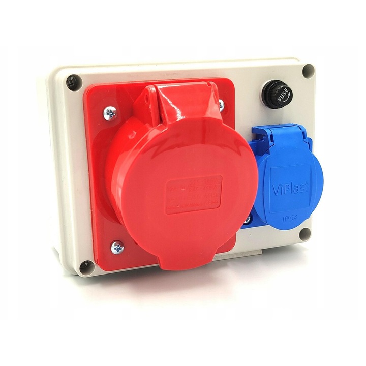 Tablou electric set, VIPLAST, 32/5 + 250V, 1x32/5p, 1x250V, gri, 118x158mm