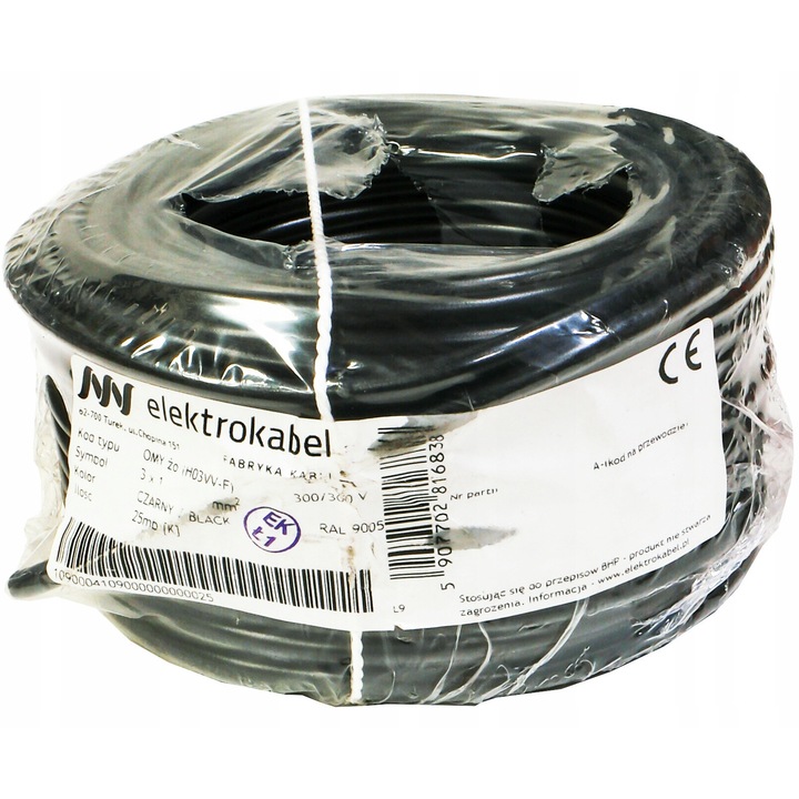 Cabluri electrice OMY 3x1mm, 300V, 3m, negru