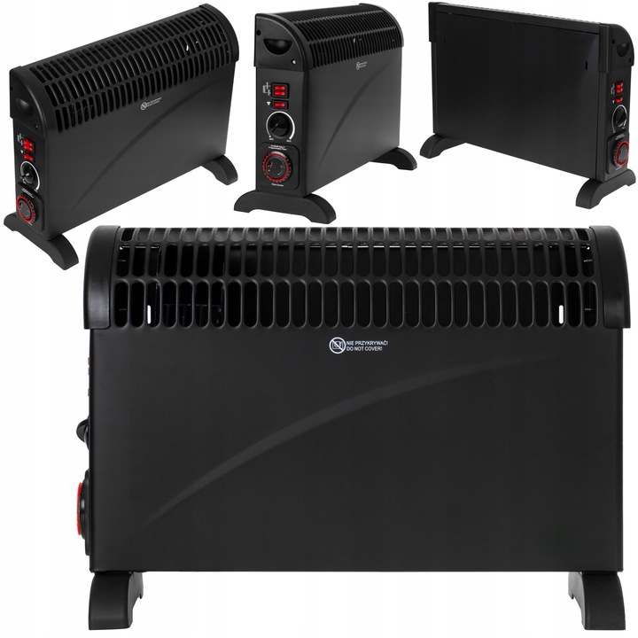 Convector electric Turbo cu timer 24h, 2000 W, negru