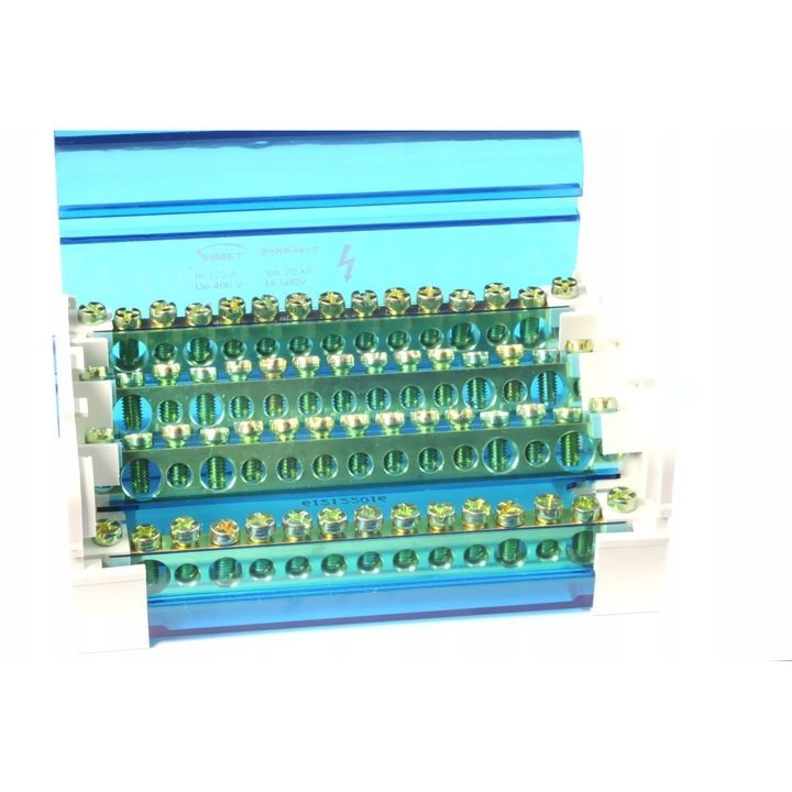 Bloc de distributie modular 4 poli 125A 250V 4x11x6mm2 2x25mm2 2x35mm2 TS35