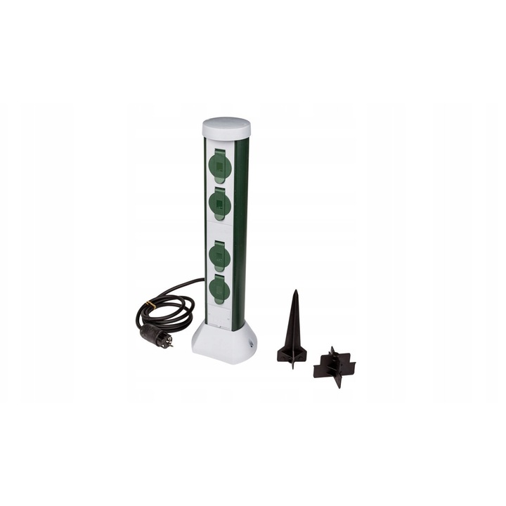 Stalp energetic gradina PCE, 4 prize, IP44, 230V, 180x580mm, gri