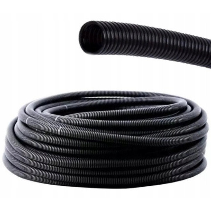 Tub flexibil auto PAWBOL 10x7mm 100m, Neagra, Rezistent la Ulei si Umiditate