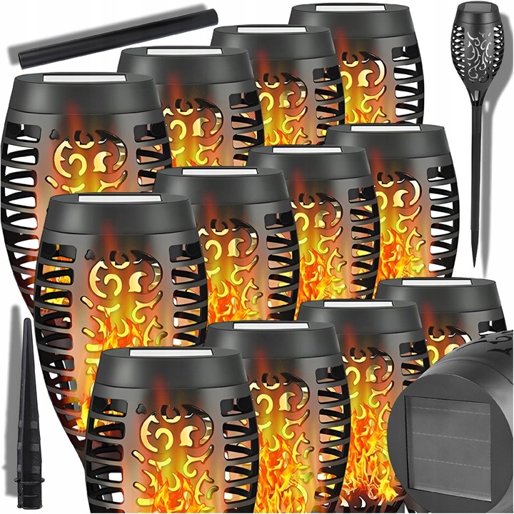 Set 12 Lampi Solare Wbijate, 52cm, LED, Culoare Neagra, Waterproof