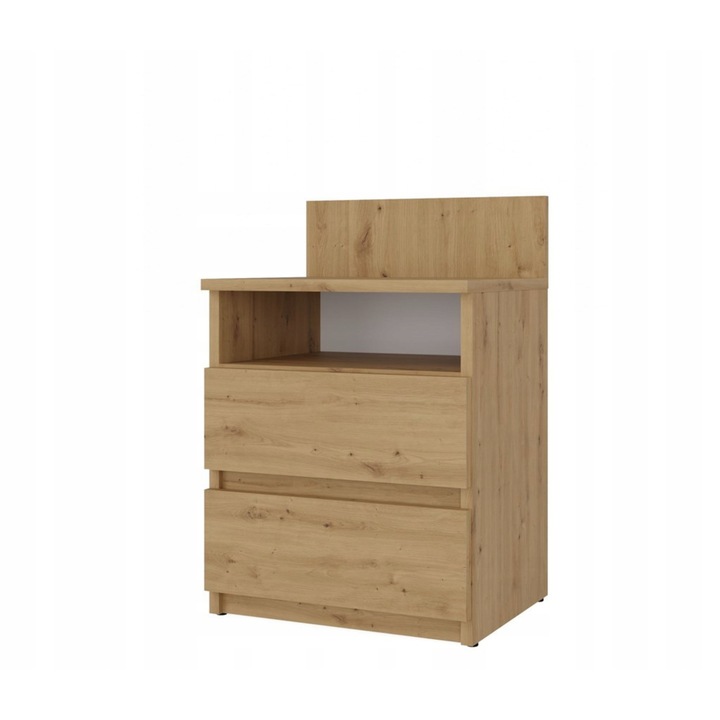 Noptiera MALWA M1, 2 suflade, culoare Dab Artisan, 40x32x59cm