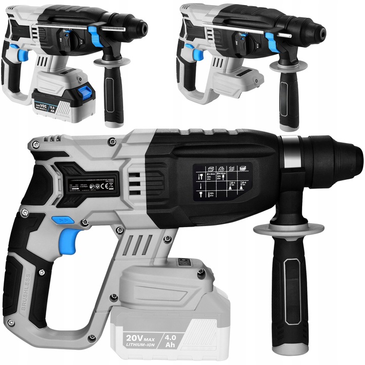 Rotopercutor Akumulator SDS+ 3J, 3 moduri de lucru, sistem anti-vibratii, set cu acumulator si incarcator