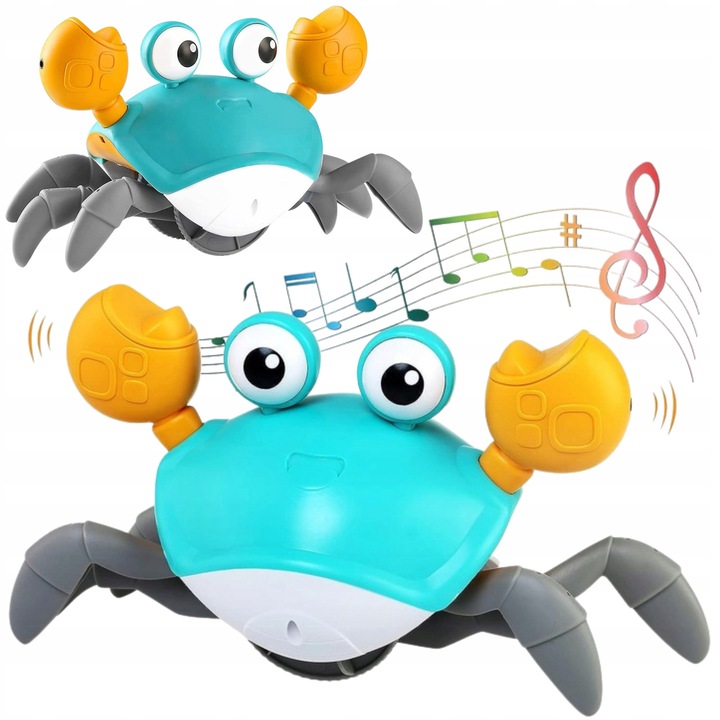 Crab interactiv pentru bebelusi, cu efecte sonore, 21,5x13x10,5cm, set cu ambalaj colorat