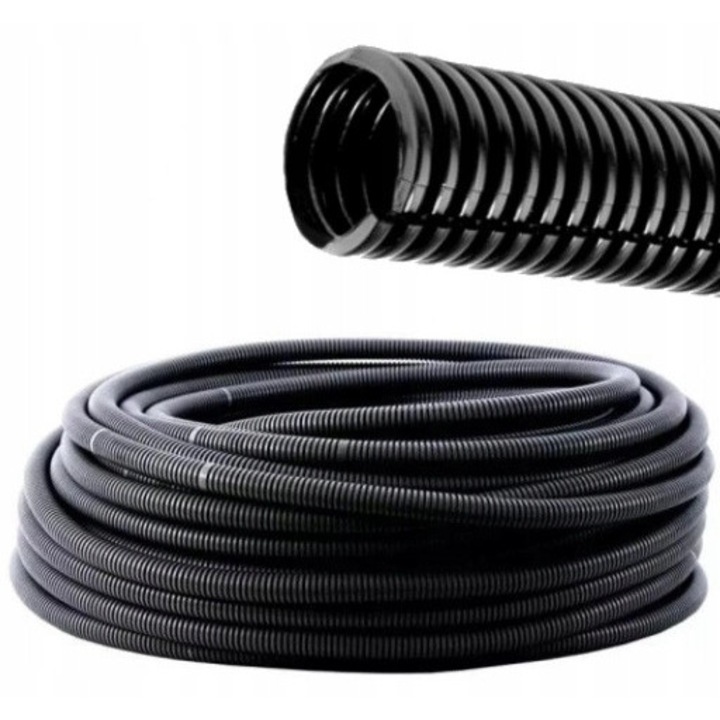 Tub flexibil ondulat, de protectie, pentru masina, despicat, negru, 12/9 mm, 100 m PAWBOL