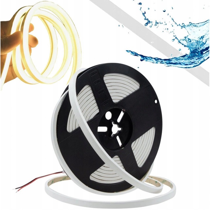 LED Neon COB лента Ecolight EC61453, гъвкава лента, 24V, 480 LED/m, 7W/m, 310 lm/m, 4000K, IP67, неутрално бяло, 5 м