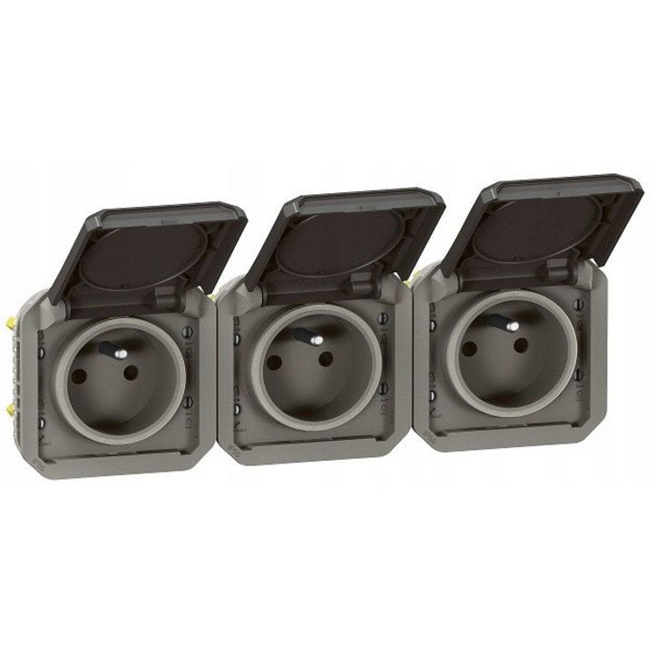 Priza 3x2P+Z, mecanism NOWE PLEXO, antracit, 16A, 250V, set