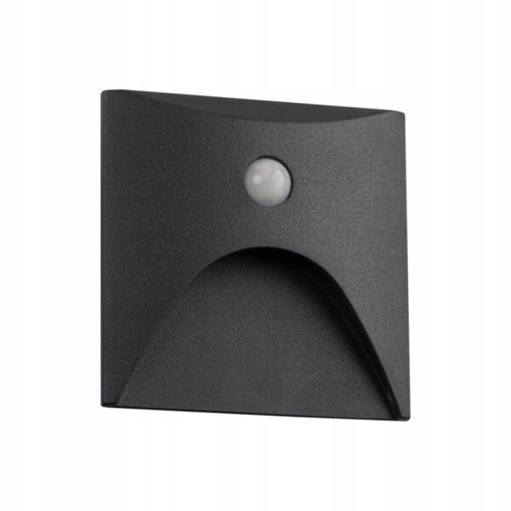 Spot LED Kanlux EXIN cu senzor de miscare PIR, 2.5W, gri, 80x80mm, set de 2 bucati