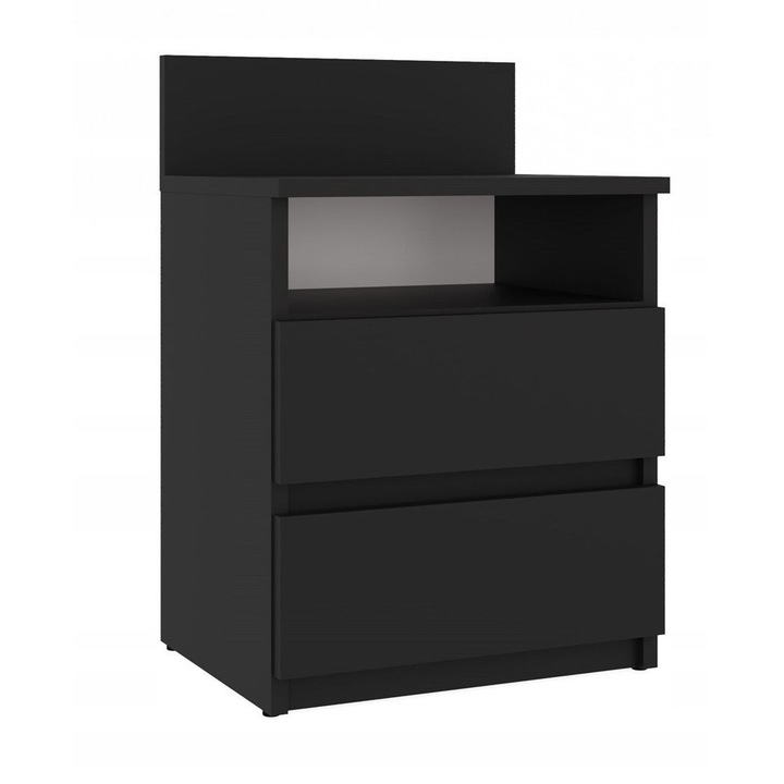 Noptiera MALWA M1, 2 sertare, negru, 40x32x59cm