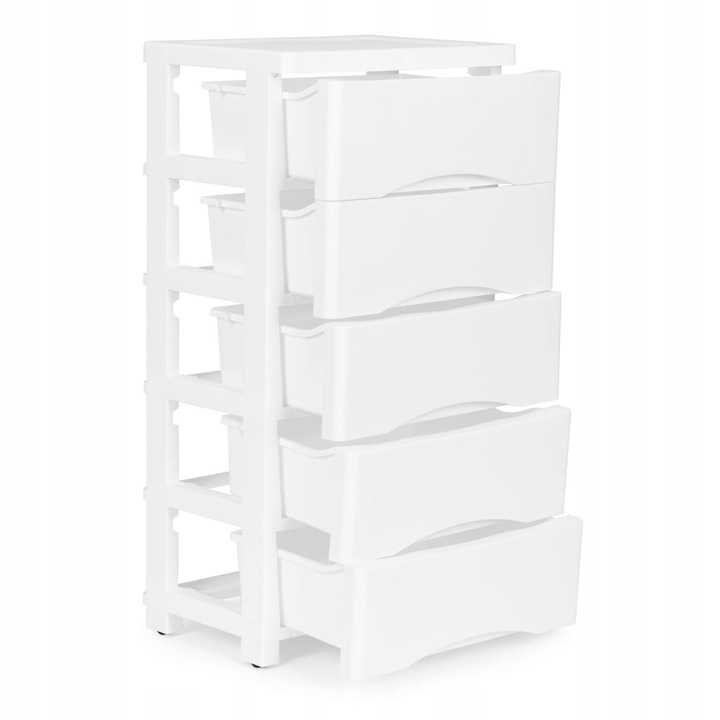 Raft mobil cu 5 sertare, alb, 75x27x39 cm
