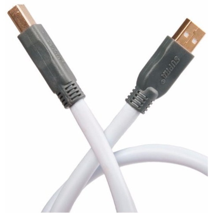 USB 2.0 A-B кабел, Supra, 4м, гъвкав, с PET фолио екранировка