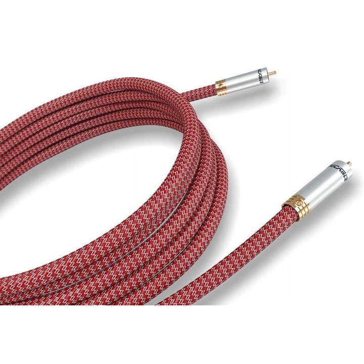 Cablul de subwoofer Ricable Dedalus Sub 5.0m, cu conectori din cupru, performanta inalta, design coaxial